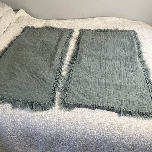 Quilted Pillow Shams By Shabby Chic. Soft Denim With Frayed Edges 21x37" Each - Picture 5 of 13